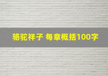 骆驼祥子 每章概括100字